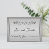 Elegant Silver  hoekgrens Bedankkaart (Staand voorkant)