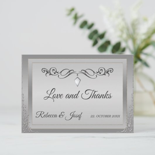 Elegant Silver  hoekgrens Bedankkaart (Staand voorkant)