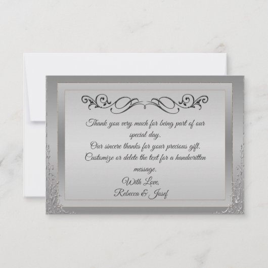 Elegant Silver  hoekgrens Bedankkaart (Achterkant)