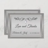 Elegant Silver  hoekgrens Bedankkaart (Voorkant / Achterkant)