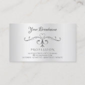 Elegant Silver  Hoekgrenzen met Initialen Visitekaartje (Achterkant)