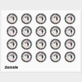 Elegant Silver Holiday Pattern Weddenfoto Ronde Sticker (Vel)