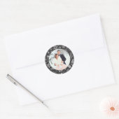 Elegant Silver Holiday Pattern Weddenfoto Ronde Sticker (Envelop)