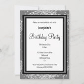 ELEGANT SILVER HOLOGRAPHIC GRAY BLACK BIRTHDAY KAART (Voorkant)