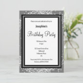 ELEGANT SILVER HOLOGRAPHIC GRAY BLACK BIRTHDAY KAART (Staand voorkant)