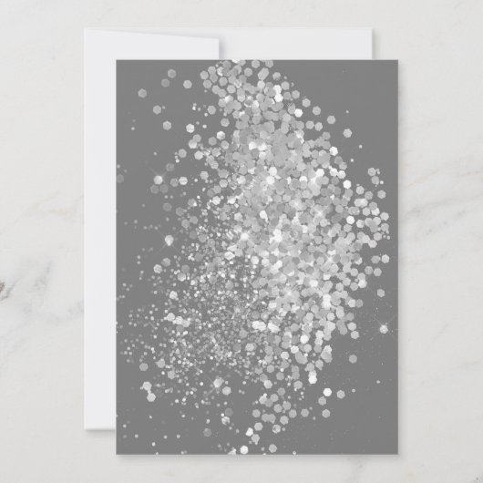 ELEGANT SILVER HOLOGRAPHIC GRAY BLACK BIRTHDAY KAART (Achterkant)