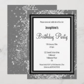 ELEGANT SILVER HOLOGRAPHIC GRAY BLACK BIRTHDAY KAART (Voorkant / Achterkant)