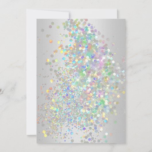 ELEGANT SILVER HOLOGRAPHIC PASTEL WEDING KAART (Achterkant)