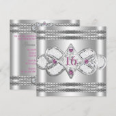 Elegant Silver Invite Kaart (Voorkant / Achterkant)