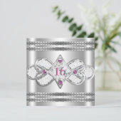 Elegant Silver Invite Kaart (Staand voorkant)