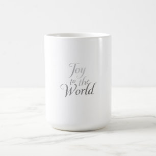 Elegant Silver "Joy to the World" Christmas Typogr Koffiemok