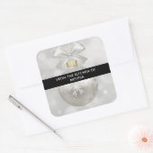 Elegant Silver-kerstbal op Bokeh Kitchen Vierkante Sticker (Envelop)