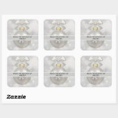 Elegant Silver-kerstbal op Bokeh Kitchen Vierkante Sticker (Vel)