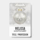Elegant Silver-kerstbal op Bokeh Lights Badge (Achterkant)