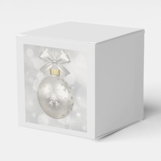 Elegant Silver-kerstbal op Bokeh Lights Bedankdoosjes (Voorkant Zijde)