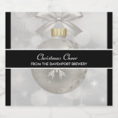 Elegant Silver-kerstbal op Bokeh Lights Bier Etiket (Enkel label)
