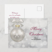 Elegant Silver-kerstbal op Bokeh Lights Briefkaart (Voorkant / Achterkant)