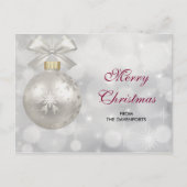 Elegant Silver-kerstbal op Bokeh Lights Briefkaart (Voorkant)