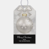 Elegant Silver-kerstbal op Bokeh Lights Cadeaulabel (Voorkant)