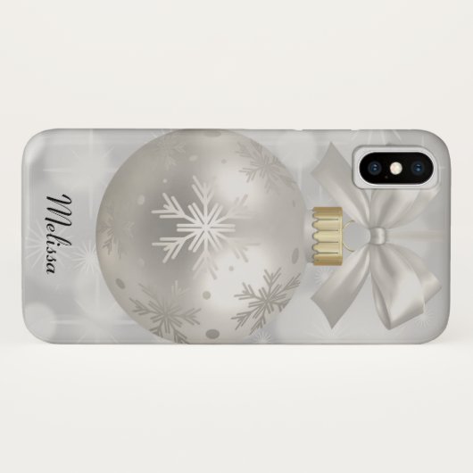 Elegant Silver-kerstbal op Bokeh Lights Case-Mate iPhone Case (Achterkant (horizontaal))