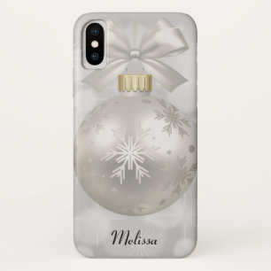 Elegant Silver-kerstbal op Bokeh Lights Case-Mate iPhone Case