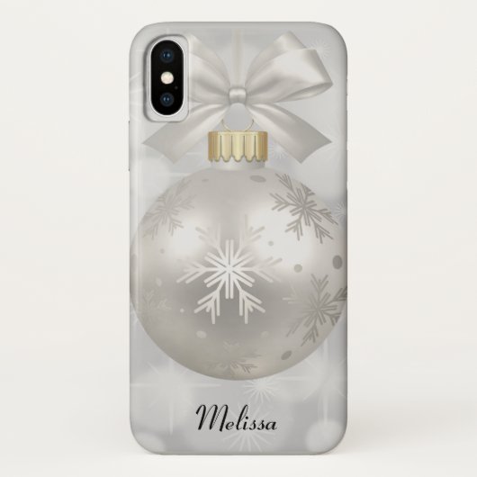 Elegant Silver-kerstbal op Bokeh Lights Case-Mate iPhone Case (Achterkant)
