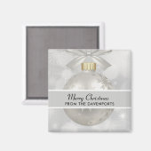 Elegant Silver-kerstbal op Bokeh Lights Magneet (Voorkant / Achterkant)