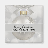 Elegant Silver-kerstbal op Bokeh Lights Magneet (Voorkant)