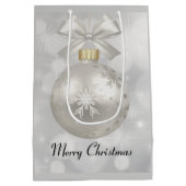Elegant Silver-kerstbal op Bokeh Lights Medium Cadeauzakje (Achterkant)