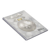 Elegant Silver-kerstbal op Bokeh Lights Notitieboek (Rechterzijde)