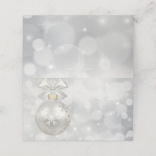 Elegant Silver-kerstbal op Bokeh Lights Plaatskaartje (Buitenkant ongevouwen)
