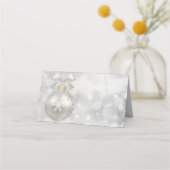 Elegant Silver-kerstbal op Bokeh Lights Plaatskaartje (Voorkant)