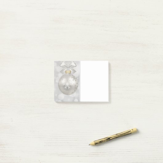 Elegant Silver-kerstbal op Bokeh Lights Post-it® Notes (Op bureau)