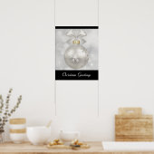 Elegant Silver-kerstbal op Bokeh Lights Poster (Keuken)