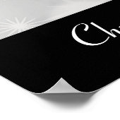 Elegant Silver-kerstbal op Bokeh Lights Poster (Hoek)