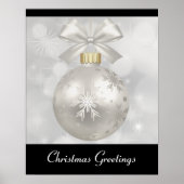 Elegant Silver-kerstbal op Bokeh Lights Poster (Voorkant)