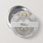 Elegant Silver-kerstbal op Bokeh Lights Ronde Button 7,6 Cm (Voorkant /achterkant)