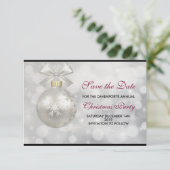 Elegant Silver-kerstbal op Bokeh Lights Save The Date (Staand voorkant)