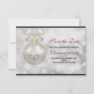Elegant Silver-kerstbal op Bokeh Lights Save The Date