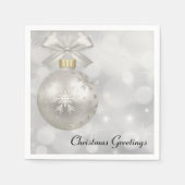 Elegant Silver-kerstbal op Bokeh Lights Servet (Voorkant)