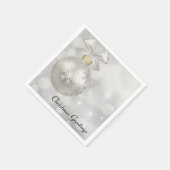 Elegant Silver-kerstbal op Bokeh Lights Servet (Hoek)