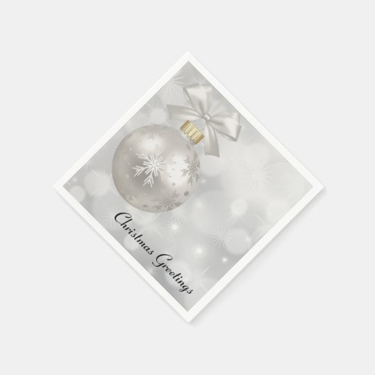 Elegant Silver-kerstbal op Bokeh Lights Servet (Hoek)