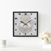 Elegant Silver-kerstbal op Bokeh Lights Vierkante Klok (Huis)