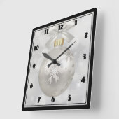 Elegant Silver-kerstbal op Bokeh Lights Vierkante Klok (Hoek)