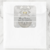 Elegant Silver-kerstbal op Bokeh Lights Vierkante Sticker (Tas)