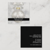 Elegant Silver-kerstbal op Bokeh Lights Vierkante Visitekaartje (Voorkant / Achterkant)