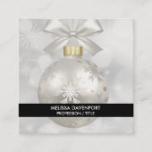Elegant Silver-kerstbal op Bokeh Lights Vierkante Visitekaartje (Voorkant)