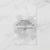 Elegant Silver-kerstbal op Bokeh Lights Visitekaartje (Achterkant)