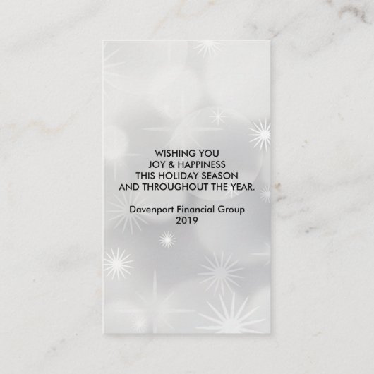 Elegant Silver-kerstbal op Bokeh Lights Visitekaartje (Achterkant)