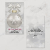 Elegant Silver-kerstbal op Bokeh Lights Visitekaartje (Voorkant / Achterkant)
